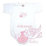 BABY BODYSUIT WHITE  PINK STORK ARIZONAN  ARIZONA