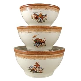 COWBOY 3 PC MIXING BOWL SET by Paris and Beebee