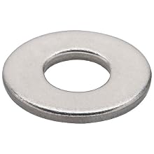 USS Standard Flat Washer, 18-8 Stainless Steel, Plain Finish, #10 Bolt Size, 0.250" ID, .563" OD, 0.036-0.065" Thick, Made In USA, Pack Of 100