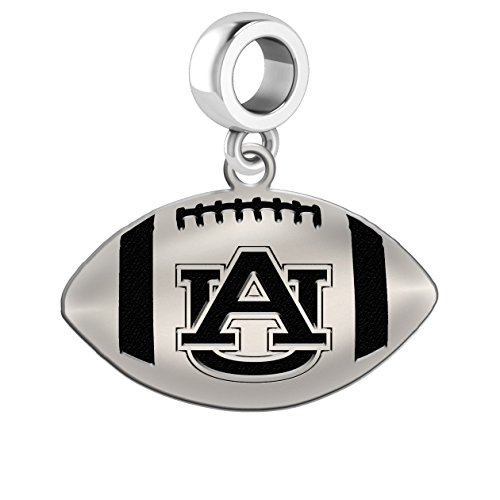 Auburn Tigers Sterling Silver Football Cut Out Drop Charm Fits All European Style Charm Bracelets