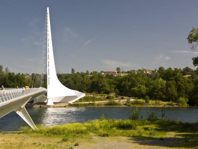 Scenic Walking Bridge over the Sacrament River, Redding, California