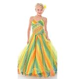Posh Angels Blue Green Multi Color Girls Pageant Dress 4-14