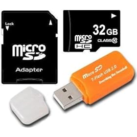 32GB Micro SDHC Class 10 TF Memory Card for Motorola DROID BIONIC & PRO+ with Everything But Stromboli Micro SD Orange Card Reader - Bulk Pack