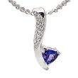 14K White Gold Tanzanite and Diamond Pendant