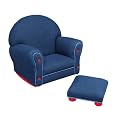 Denim Upholstered Rocker and Ottoman