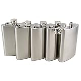 5 X Stainless Steel 8 Oz Alcohol/Water Hip Flask