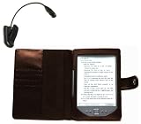 NAVITECH - Housse à rabat en cuir bycast marron & Liseuse/ lampe de lecture avec clip de fixation pour le nouveau Kindle, plus léger et petit, Wi-Fi, 6 pouces E Ink Amazon 4G Version E-reader tablette (lancement Octobre 2011)