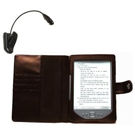 NAVITECH - Housse � rabat en cuir bycast marron & Liseuse/ lampe de lecture avec clip de fixation pour le nouveau Kindle, plus l�ger et petit, Wi-Fi, 6 pouces E Ink Amazon 4G Version E-reader tablette (lancement Octobre 2011)