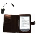 NAVITECH - Housse � rabat en cuir bycast marron & Liseuse/ lampe de lecture avec clip de fixation pour le nouveau Kindle, plus l�ger et petit, Wi-Fi, 6 pouces E Ink Amazon 4G Version E-reader tablette (lancement Octobre 2011)