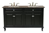 62 Inch Granite Double Sink Vanity (Ebony) (36H x 62W x 22D)
