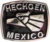 Mens BLACK/SILVER HECHO EN MEXICO Punk Rock Metal Belt Buckle