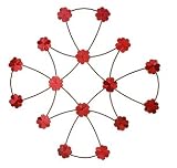 red flower garden wall panel - suitable for inside the house too - made of iron bar and galvanised sheet metal - 60cm dia.