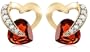 10k Yellow Gold Diamond and Garnet Heart-Shaped Earrings (.08 cttw, I-J Color, I2-I3 Clarity)