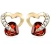 10k Yellow Gold Diamond and Garnet Heart-Shaped Earrings (.08 cttw, I-J Color, I2-I3 Clarity)