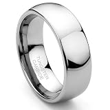 Men's Tungsten Carbide Dome Polished Wedding Ring 7-14