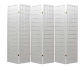 Asian Furniture - 6ft. Window Pane Japanese Shoji Privacy Screen Room Divider - 6 Panel White