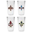 Fleur-de-Lis 12 oz Slimline Insulated Beverage Tumblers Set, Clear (4 designs)