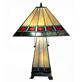 Tiffany-style Mission-style Lighted Base Table Lamp