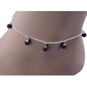 Kadima Swarovski Elements Crystal Disco Ball 6mm Bracelet,Bracelet Length 8.5 Inches,Amethyst