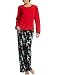Hue Women's Holiday Midnight Deer Print Micro Fleece Pajama Set