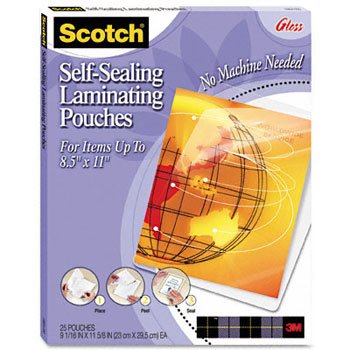 New-Scotch LS85425G - Self-Sealing Laminating Sheets, 9.5 mil, 8-1/2 x 11, 25/Pack - MMMLS85425G