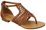 Breckelle's Echo-06 Perforated Flat Sandal - Tan