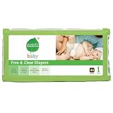 SeventhGenerationFreeandClearBabyDiapers,Stage1,44Count(Packof4)