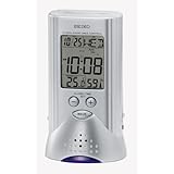 Seiko Advanced Technology Travel Alarm Clock Silver-Tone Metallic Case