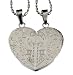 Lovers /Couple Silver Tone Split Heart Pendant Set, Stainless Steel