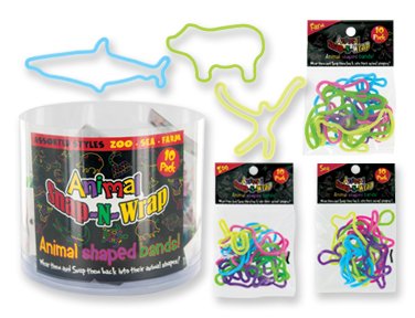 Snap n' Wrap Animal Shaped Rubber Bands - 480 PACK - 48 packs of 10
