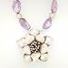 Ametrine and Amethyst Chunky Gemstone Necklace with Large Flower Pendant in Sterling Silver, 17 1/2" Length, #7555
