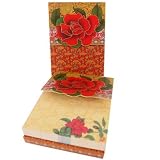 Asian Floral Rose Rich Decoration Magnet Closure Notepad