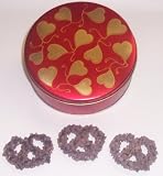 Scott's Cakes 1 lb. Dark Chocolate Covered Pretzel with Chocolate Chips in a Heart Tin