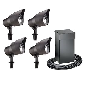 Malibu 4-Pack Electric Landscape Lights plus 300-Watt Power Pack Timer, Black #CL10304T by Intermatic