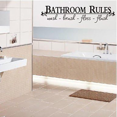 Wall Stickers Wall Decals, Bathroom Rules English Words &amp; Quotes PVC Wall Stickers -HSE