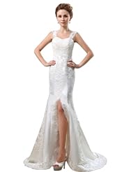 Applique Satin Fit-and-Flare Mermaid Party Dress/Wedding Dress 