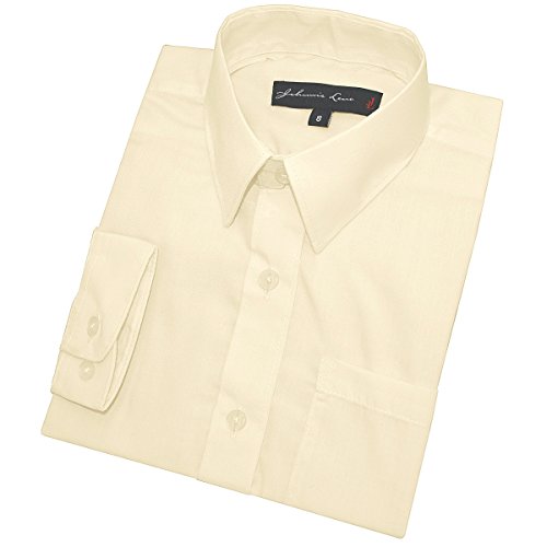 Big Boy's Long Sleeves Solid Dress Shirt #JL32 (10, Ivory)