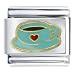 Aqua Coffee Cup Food Italian Charms Bracelet Link