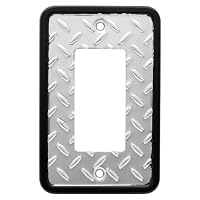 Liberty Hardware 126368 Diamond Plate Single Decorator Wall Plate, Polished Chrome and Black