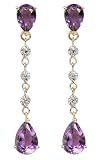 14k Yellow Gold Amethyst w/ Diamond Drop Earrings