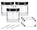 Clear Thick Glass Straight Sided Jar - 2 oz / 60 ml (3 pack) + Spatulas and Labels