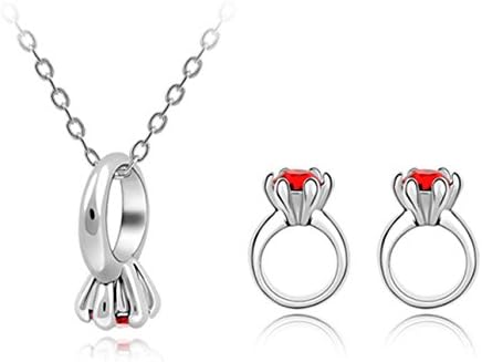 Blingery Platinum-plated Alloy Jewelry Set Austria Crystal Necklace and a Pair Earring Fashion
