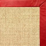IMAGE OF Sand Sisal Rug with Red Leather Binding - 9x12