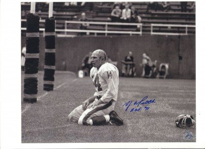 Y.A. Tittle Autographed/Hand Signed New York Giants Horizontal 8x10 Photo (Bleeding)