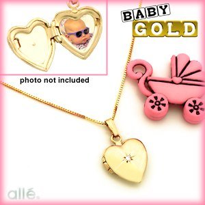 14K Diamond Heart Locket by Baby Gold