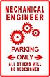 MECHANICAL ENGINEER PARKING math tools sign