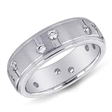 14K White Gold Contemporary Men's Diamond Band Ring