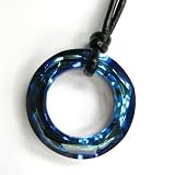 Free S/H Swarovski Crystal Bermuda Blue Angel Ring Pendant 20mm Black Leather 1mm Choker Necklace 14