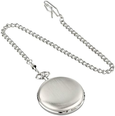 Regent Hills Vintage Silver Full Hunter Finish Mechanical Pocket Watch With Chain 55008CP-W2