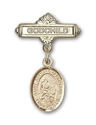 14K Gold Baby Badge with St. Bernard of Montjoux Charm and Godchild Badge Pin